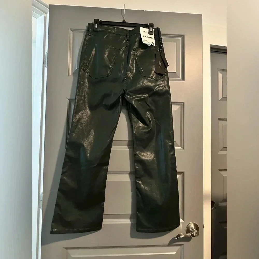 Rag & Bone Casey High-Rise Ankle Flare Coated Pine Grove NWT size 30 - Picture 4 of 10